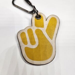 Coach Yellow Peace Sign Hand Keychain
